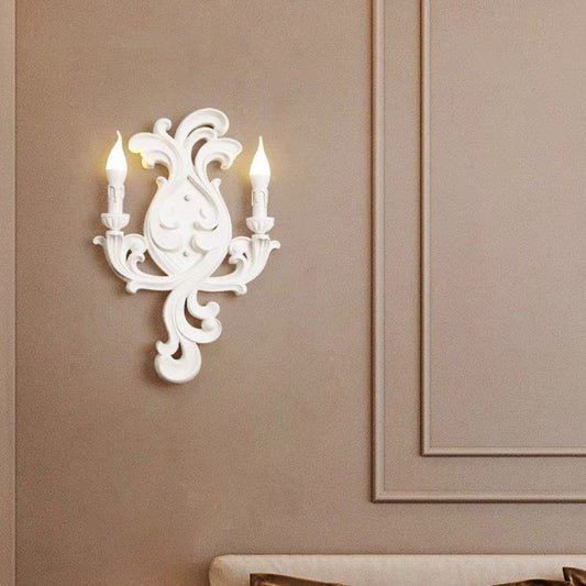 French Curved Carved Plaster ABS 1/2 Light Wall Sconce Lamp