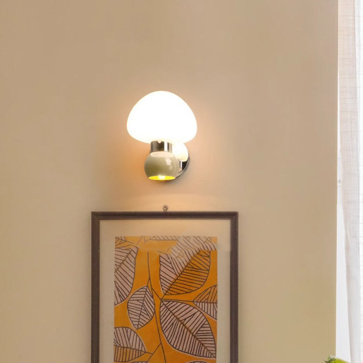 Scandinavian Mushroom Ball Iron PE 1-Light Wall Sconce Lamp