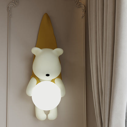 Cartoon Kids Bear Resin Plastic 1-Light Wall Sconce Lamp