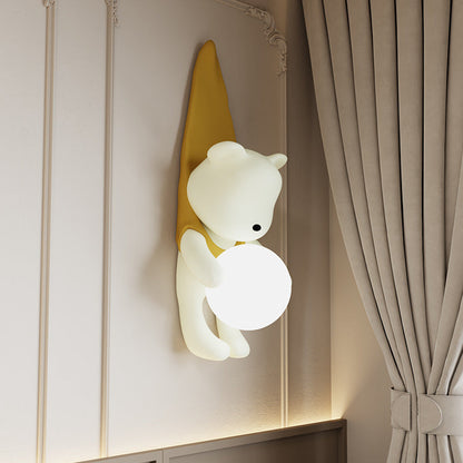Cartoon Kids Bear Resin Plastic 1-Light Wall Sconce Lamp
