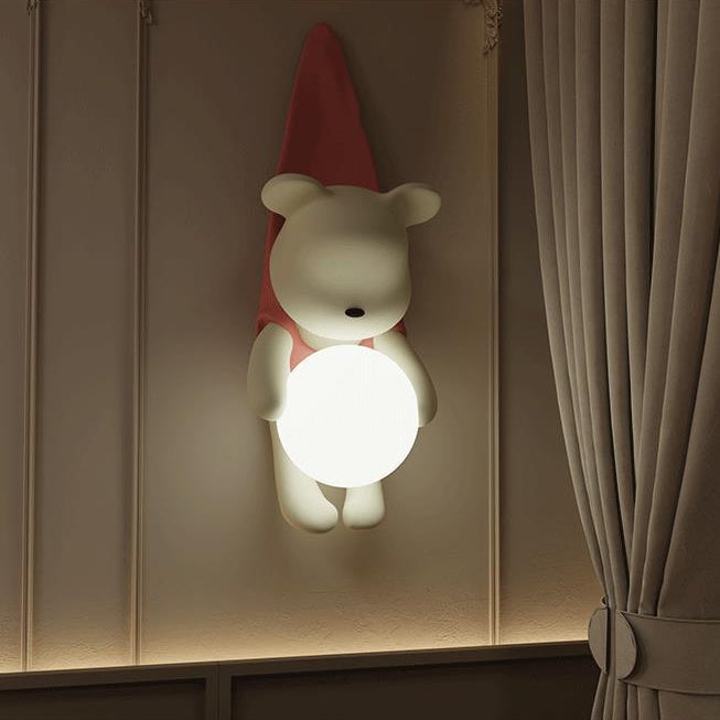 Cartoon Kids Bear Resin Plastic 1-Light Wall Sconce Lamp