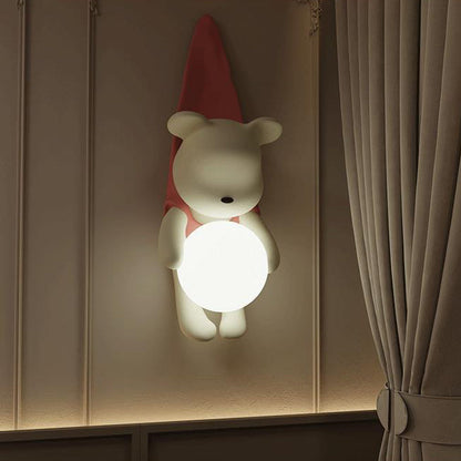 Cartoon Kids Bear Resin Plastic 1-Light Wall Sconce Lamp