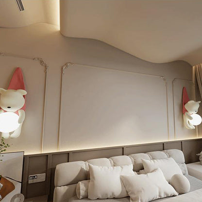 Cartoon Kids Bear Resin Plastic 1-Light Wall Sconce Lamp
