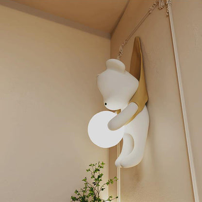 Cartoon Kids Bear Resin Plastic 1-Light Wall Sconce Lamp
