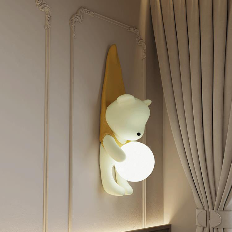 Cartoon Kids Bear Resin Plastic 1-Light Wall Sconce Lamp