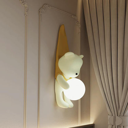 Cartoon Kids Bear Resin Plastic 1-Light Wall Sconce Lamp