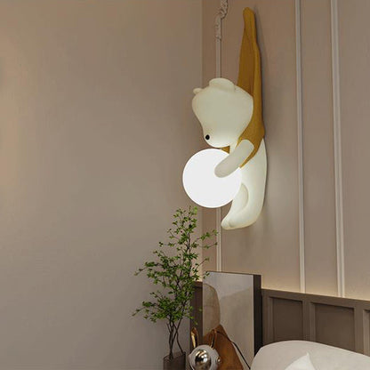 Cartoon Kids Bear Resin Plastic 1-Light Wall Sconce Lamp