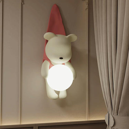 Cartoon Kids Bear Resin Plastic 1-Light Wall Sconce Lamp