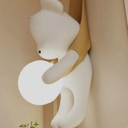 Cartoon Kids Bear Resin Plastic 1-Light Wall Sconce Lamp