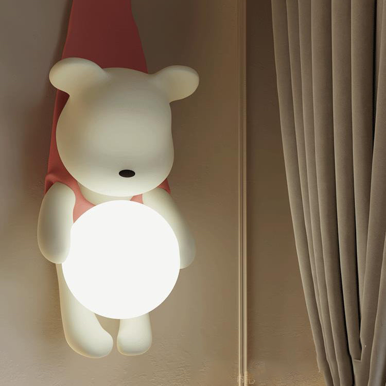 Cartoon Kids Bear Resin Plastic 1-Light Wall Sconce Lamp