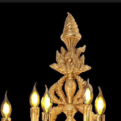 European Antique Brass Candlestick 5-Light Wall Sconce Lamp