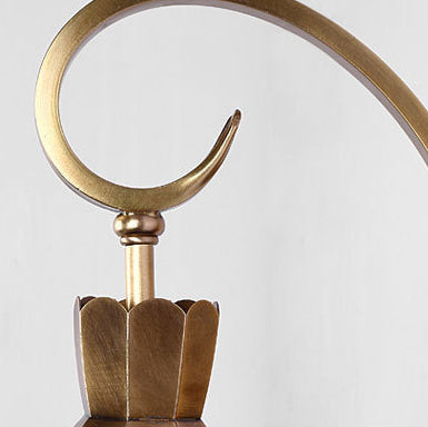 Deco Carved Brass Red Glass Shade 1-Light Wall Sconce Lamp