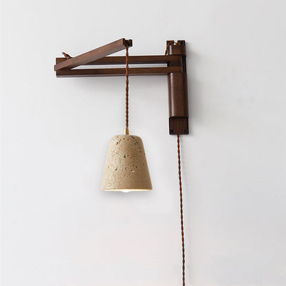 Japanese Shade 1-Light Retractable Folding Wall Sconce Lamp