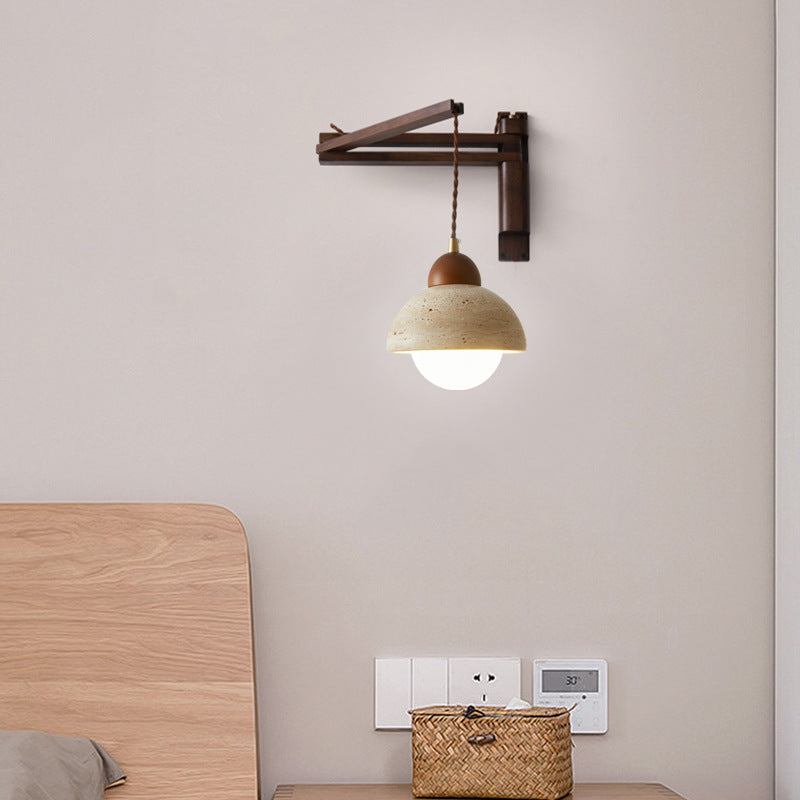 Japanese Shade 1-Light Retractable Folding Wall Sconce Lamp