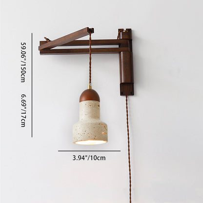 Japanese Shade 1-Light Retractable Folding Wall Sconce Lamp