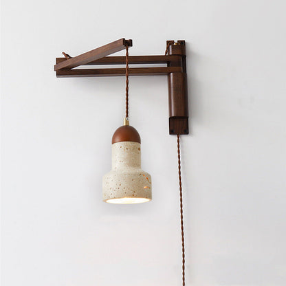 Japanese Shade 1-Light Retractable Folding Wall Sconce Lamp