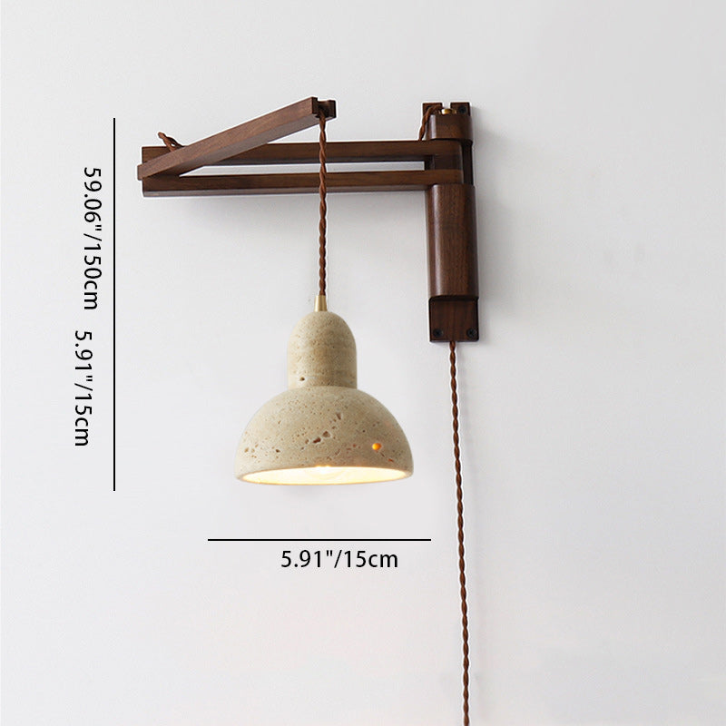 Japanese Shade 1-Light Retractable Folding Wall Sconce Lamp