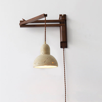 Japanese Shade 1-Light Retractable Folding Wall Sconce Lamp