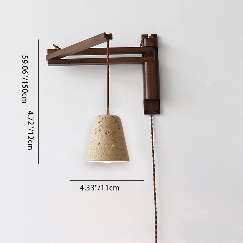 Japanese Shade 1-Light Retractable Folding Wall Sconce Lamp