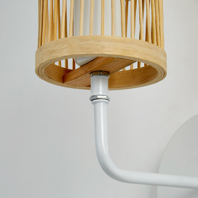 Japanese Bamboo Weaving Cage 1-Light Wall Sconce Lamp
