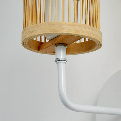 Japanese Bamboo Weaving Cage 1-Light Wall Sconce Lamp