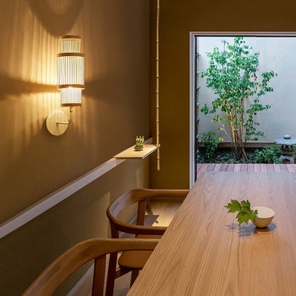 Japanese Bamboo Weaving Cage 1-Light Wall Sconce Lamp