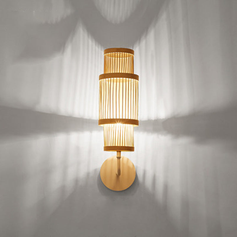 Japanese Bamboo Weaving Cage 1-Light Wall Sconce Lamp