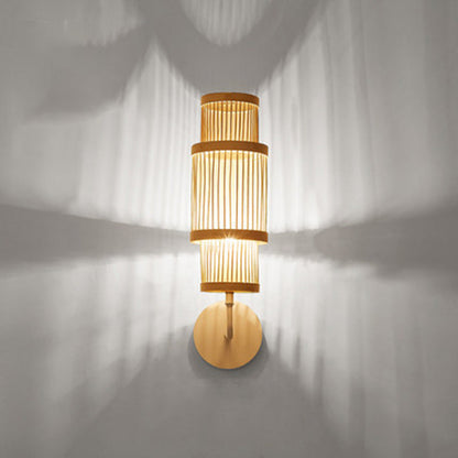 Japanese Bamboo Weaving Cage 1-Light Wall Sconce Lamp