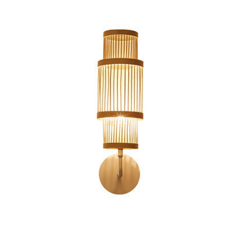 Japanese Bamboo Weaving Cage 1-Light Wall Sconce Lamp