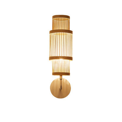 Japanese Bamboo Weaving Cage 1-Light Wall Sconce Lamp
