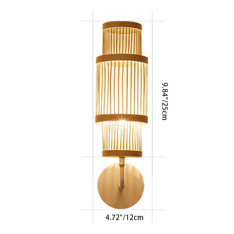 Japanese Bamboo Weaving Cage 1-Light Wall Sconce Lamp