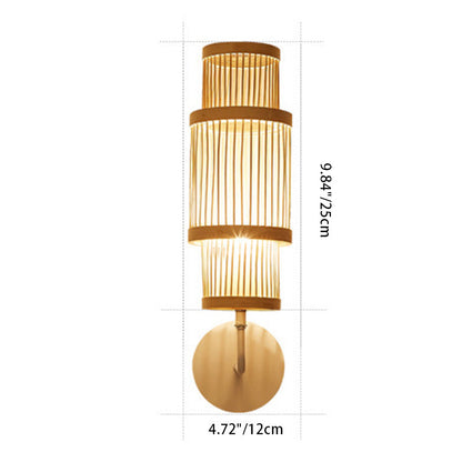 Japanese Bamboo Weaving Cage 1-Light Wall Sconce Lamp