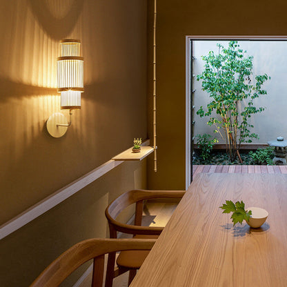 Japanese Bamboo Weaving Cage 1-Light Wall Sconce Lamp
