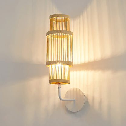 Japanese Bamboo Weaving Cage 1-Light Wall Sconce Lamp