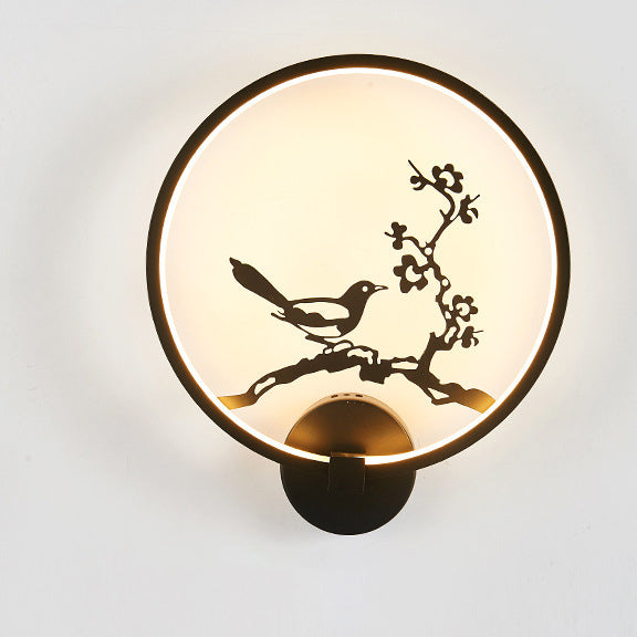 Chinese Lotus Leaf Acrylic Round LED Wall Sconce Lamp