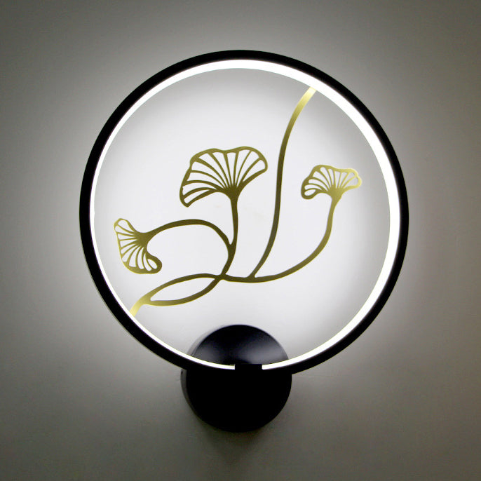 Chinese Lotus Leaf Acrylic Round LED Wall Sconce Lamp