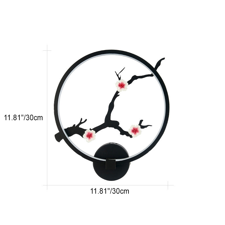 Chinese Lotus Leaf Acrylic Round LED Wall Sconce Lamp