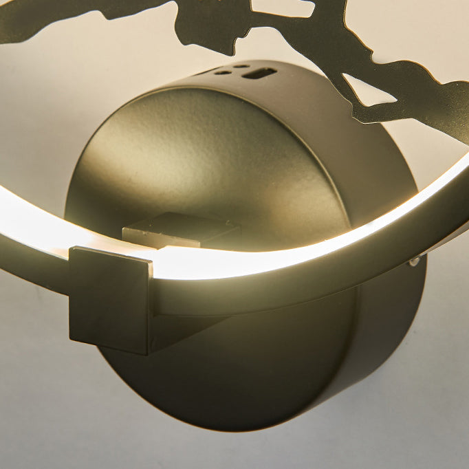 Chinese Lotus Leaf Acrylic Round LED Wall Sconce Lamp