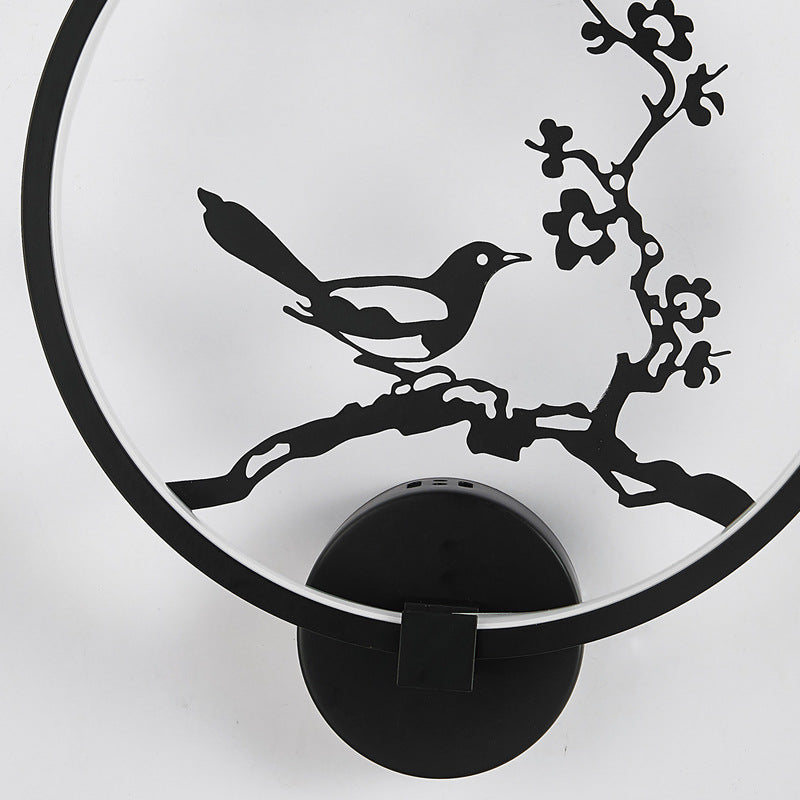 Chinese Lotus Leaf Acrylic Round LED Wall Sconce Lamp