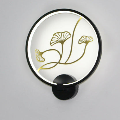Chinese Lotus Leaf Acrylic Round LED Wall Sconce Lamp