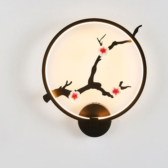 Chinese Lotus Leaf Acrylic Round LED Wall Sconce Lamp