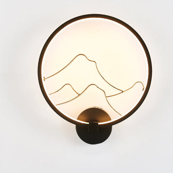 Chinese Lotus Leaf Acrylic Round LED Wall Sconce Lamp