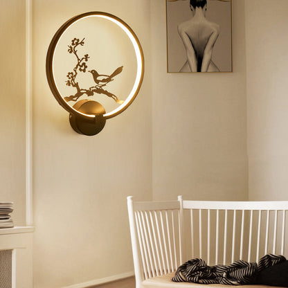 Chinese Lotus Leaf Acrylic Round LED Wall Sconce Lamp