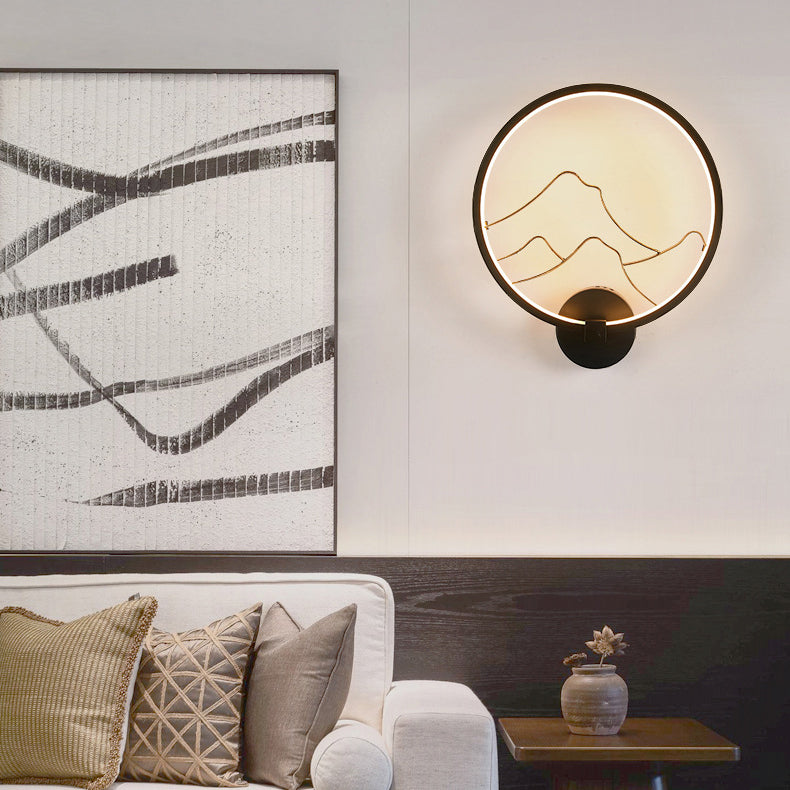 Chinese Lotus Leaf Acrylic Round LED Wall Sconce Lamp