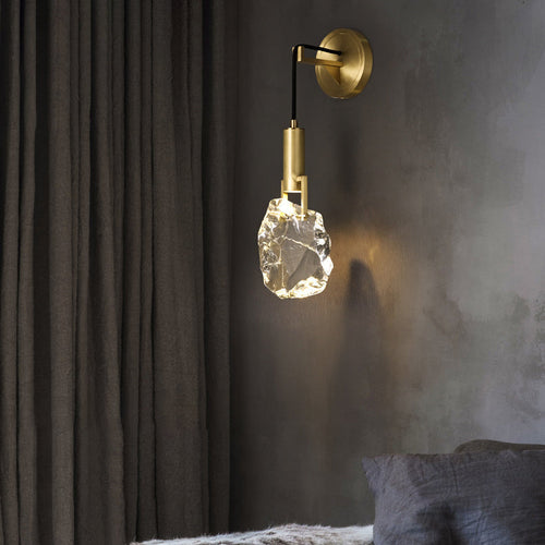 Luxury Full Copper Crystal Stone 1-Light Wall Sconce Lamp