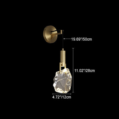 Luxury Full Copper Crystal Stone 1-Light Wall Sconce Lamp