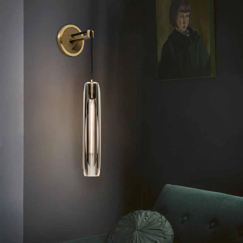 Luxury Full Copper Crystal Stone 1-Light Wall Sconce Lamp