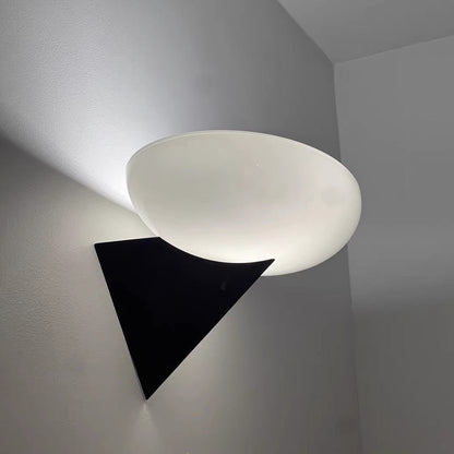 French Iron Geometric Oval Glass 1-Light Wall Sconce Lamp