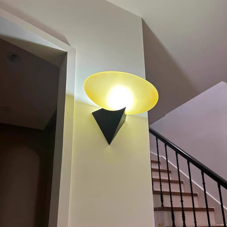 French Iron Geometric Oval Glass 1-Light Wall Sconce Lamp