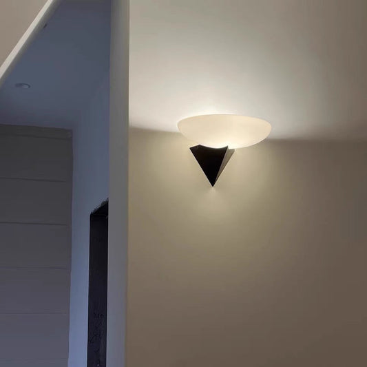 French Iron Geometric Oval Glass 1-Light Wall Sconce Lamp